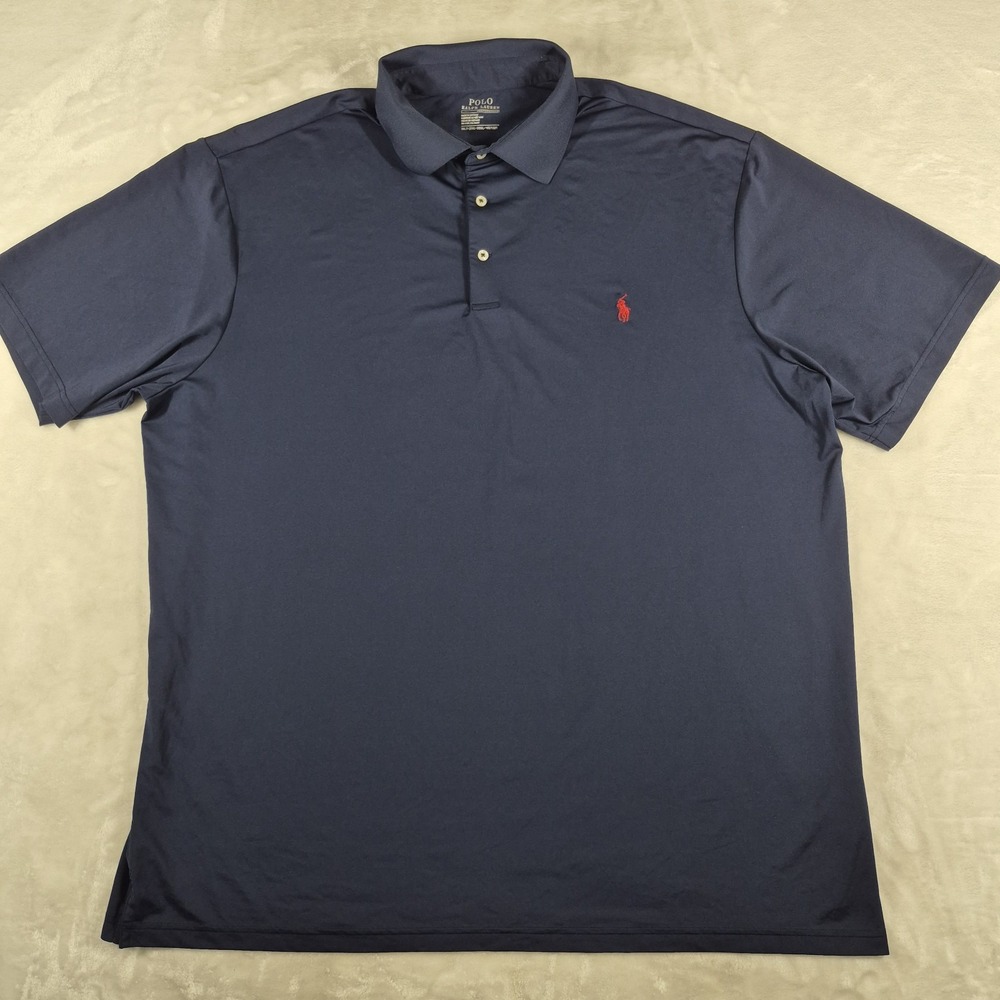 Polo Ralph Lauren Performance Polo Shirt Men's 2XLT Tall Navy Blue Stretch